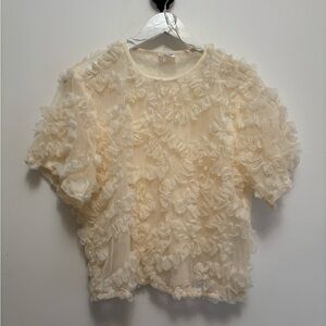 Cropped Ivory Cream Ruffle Blouse